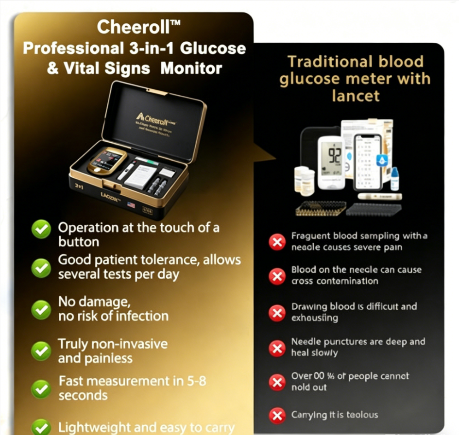 🩸 Subsidized Product | Cheeroll Professional-Grade 12-in-1 Blood Glucose & Vital Signs Monitor — Painless, fast, and accurate; FDA-certified (Made in California, USA)