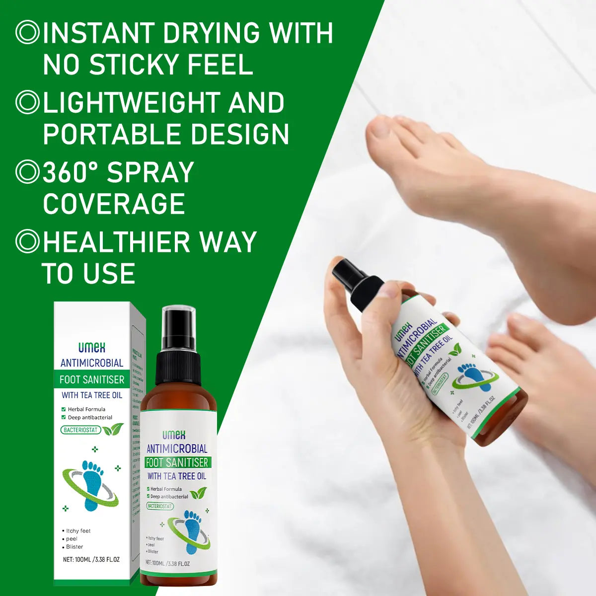 UMEX Tea Tree Foot Spray - Fast Fungus & Odor Elimination